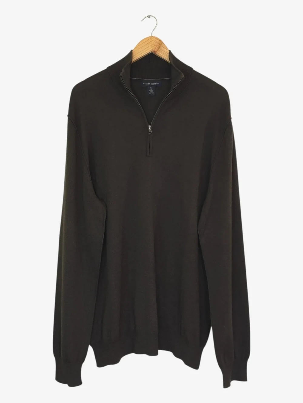 Banana Republic Silk Cashmere Quater Zip Sweater Men's XL Tall Brown Knit